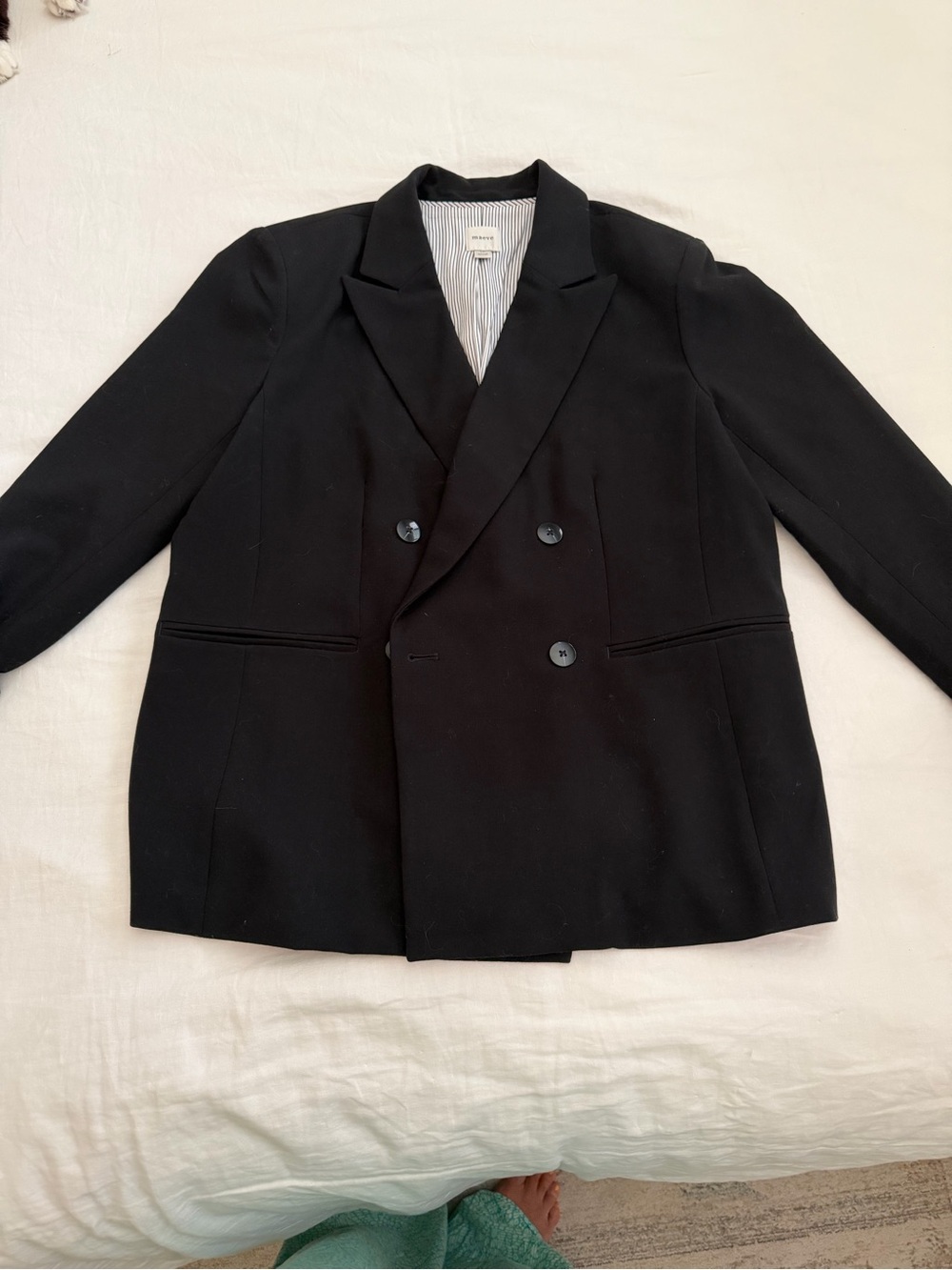 Maeve Black Double-Breasted Blazer Jacket
